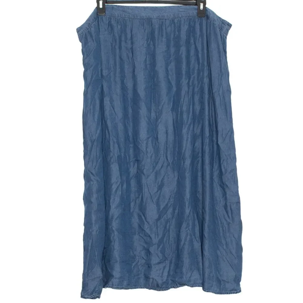 CJ Banks Skirt Maxi Modest Prairie Minimalist Cottage Western Americana Blue 24W